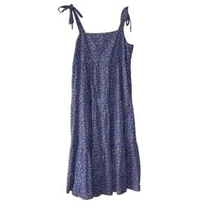 Madewell Blue Floral Tie-Shoulder Mini Dress
